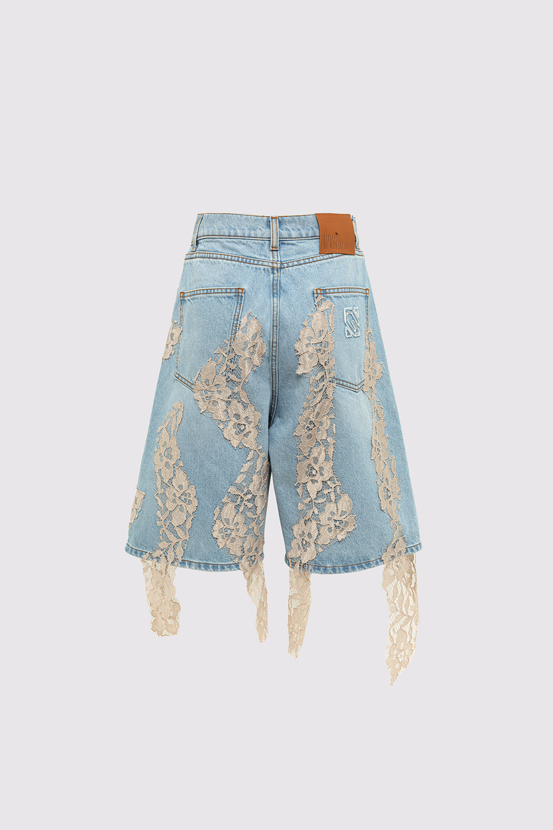 GIUSEPPE DI MORABITO: MAXI BERMUDA SHORTS WITH LACE DECORATIONS