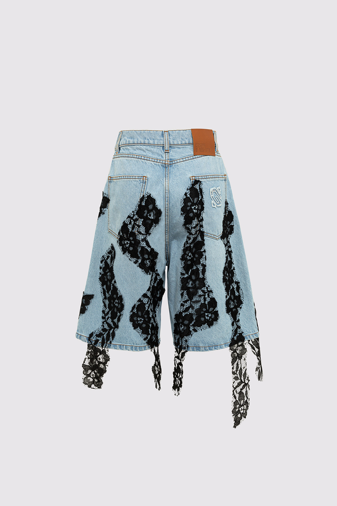 GIUSEPPE DI MORABITO: MAXI BERMUDA SHORTS WITH LACE DECORATIONS