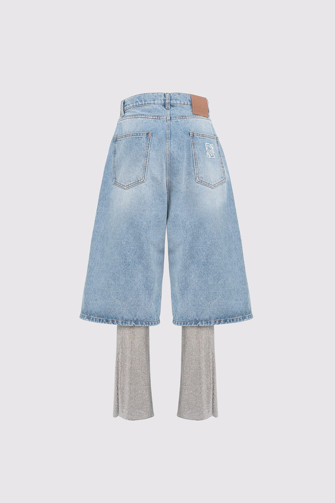 GIUSEPPE DI MORABITO: MAXI BERMUDA SHORTS WITH CRYSTAL INSERTS