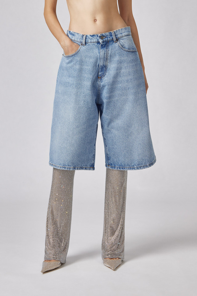 MAXI BERMUDA SHORTS WITH CRYSTAL INSERTS