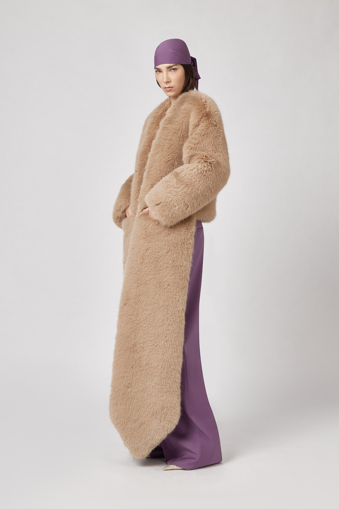 GIUSEPPE DI MORABITO: MAXI FAUX FUR COAT