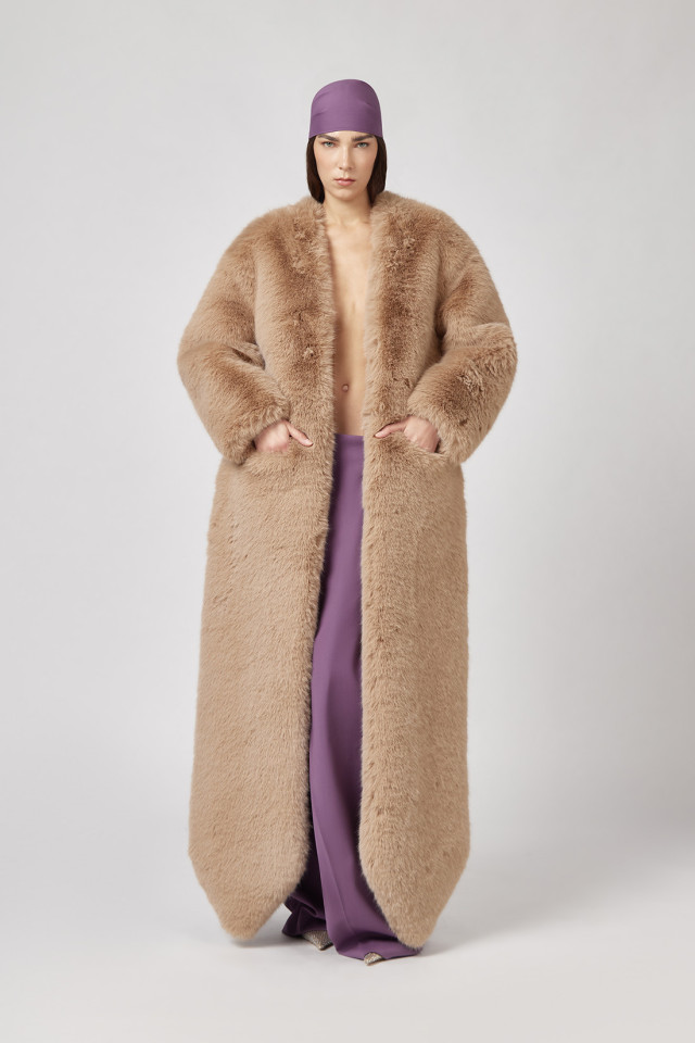 MAXI FAUX FUR COAT