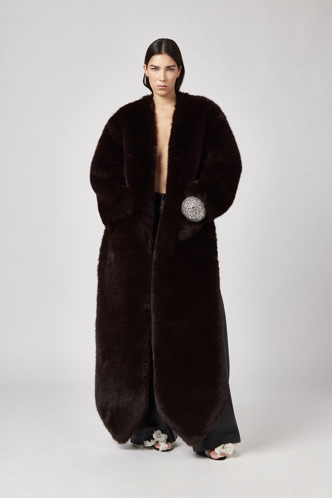 GIUSEPPE DI MORABITO: MAXI FAUX FUR COAT