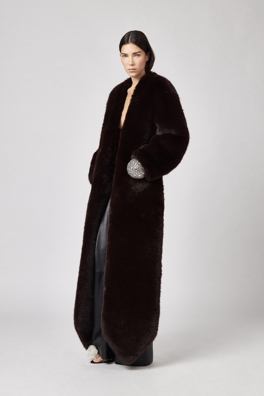 GIUSEPPE DI MORABITO: MAXI FAUX FUR COAT