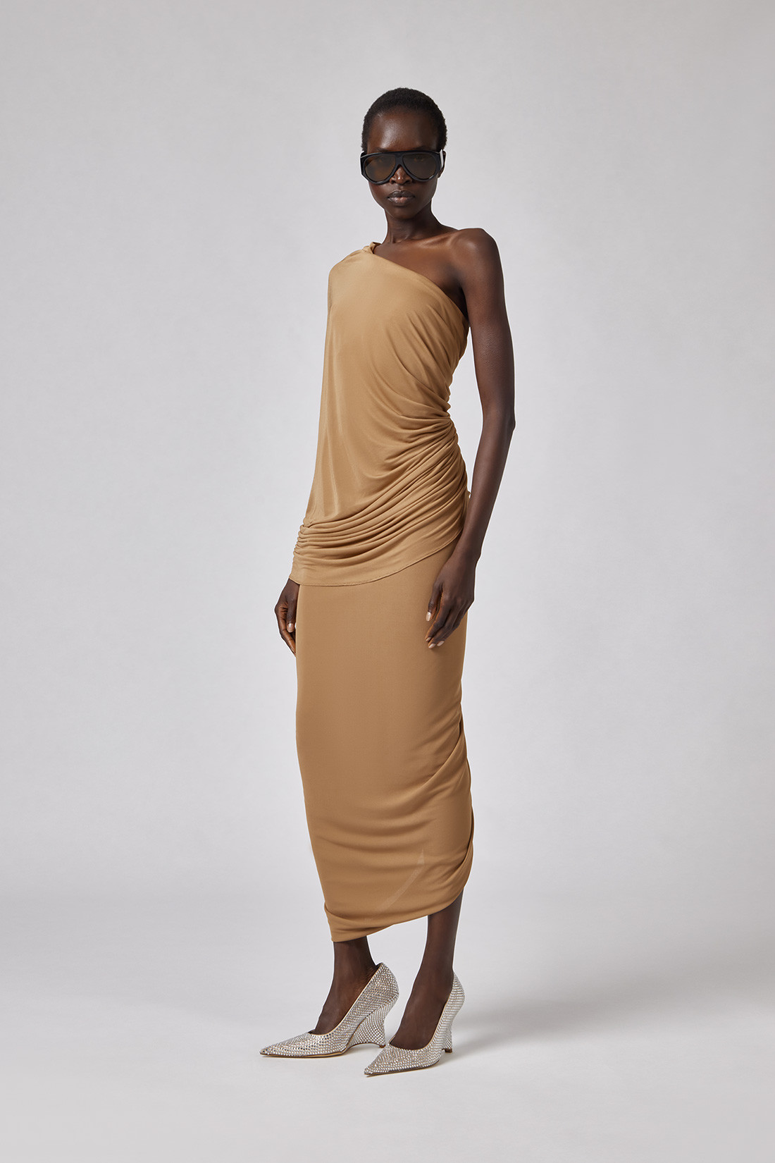 GIUSEPPE DI MORABITO: MIDI DRESS WITH DRAPE
