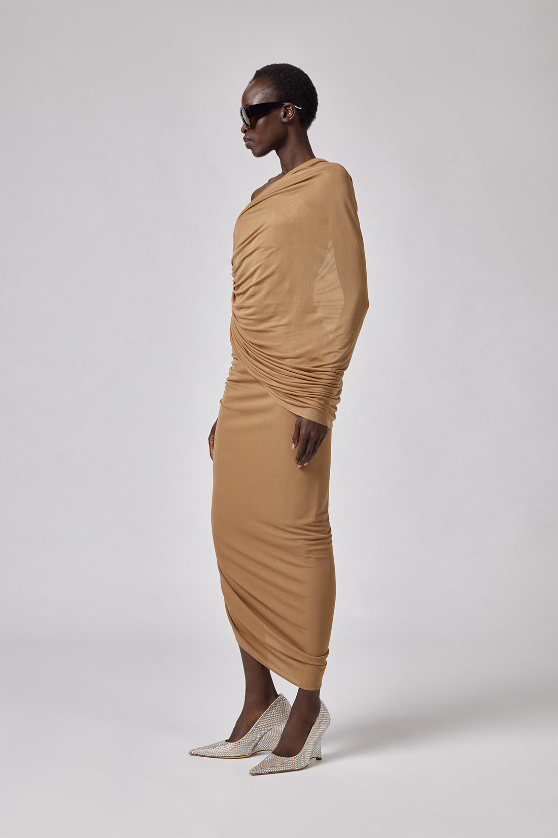 GIUSEPPE DI MORABITO: MIDI DRESS WITH DRAPE