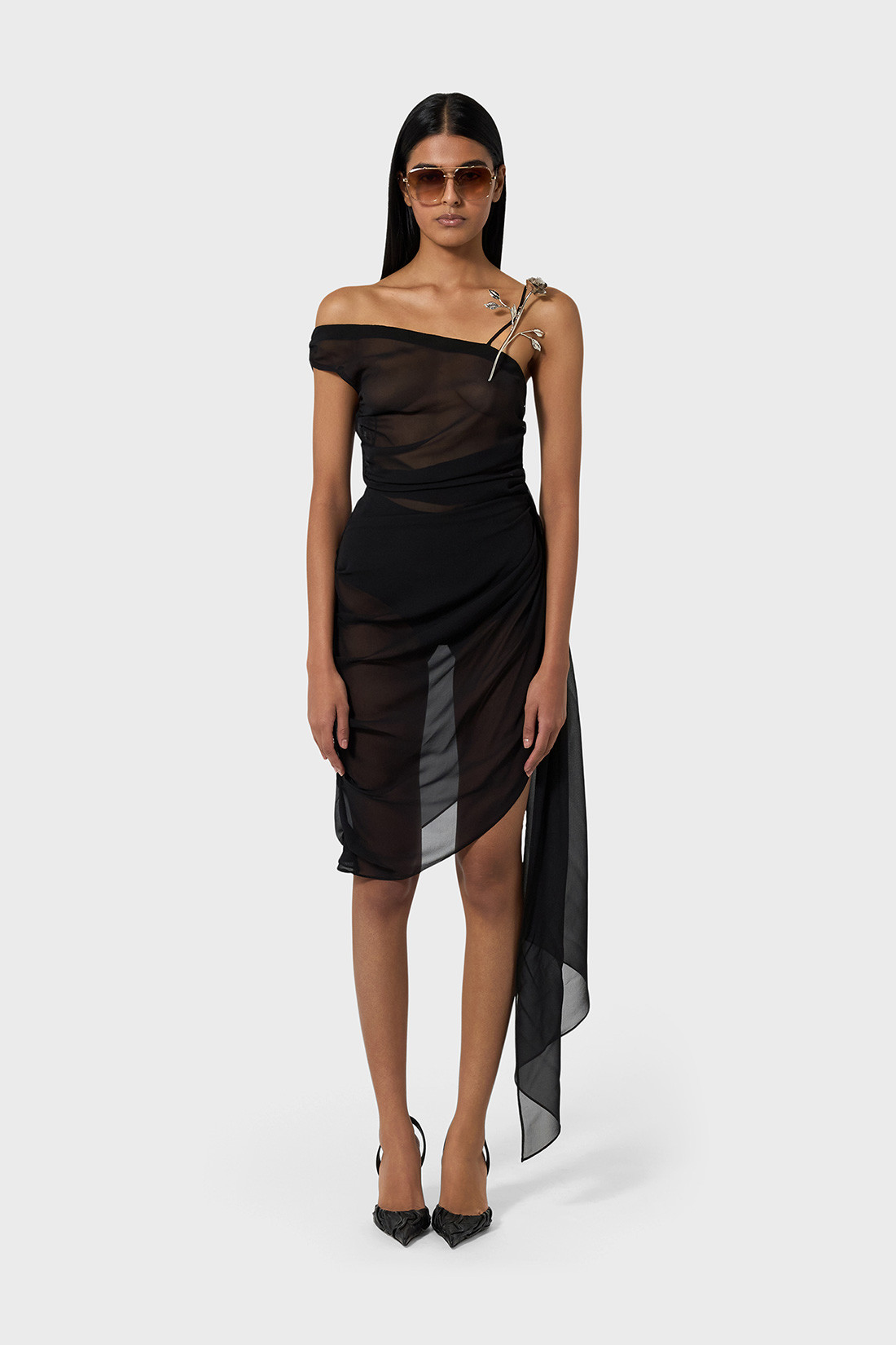 GIUSEPPE DI MORABITO: ASYMMETRIC MINI DRESS IN SILK