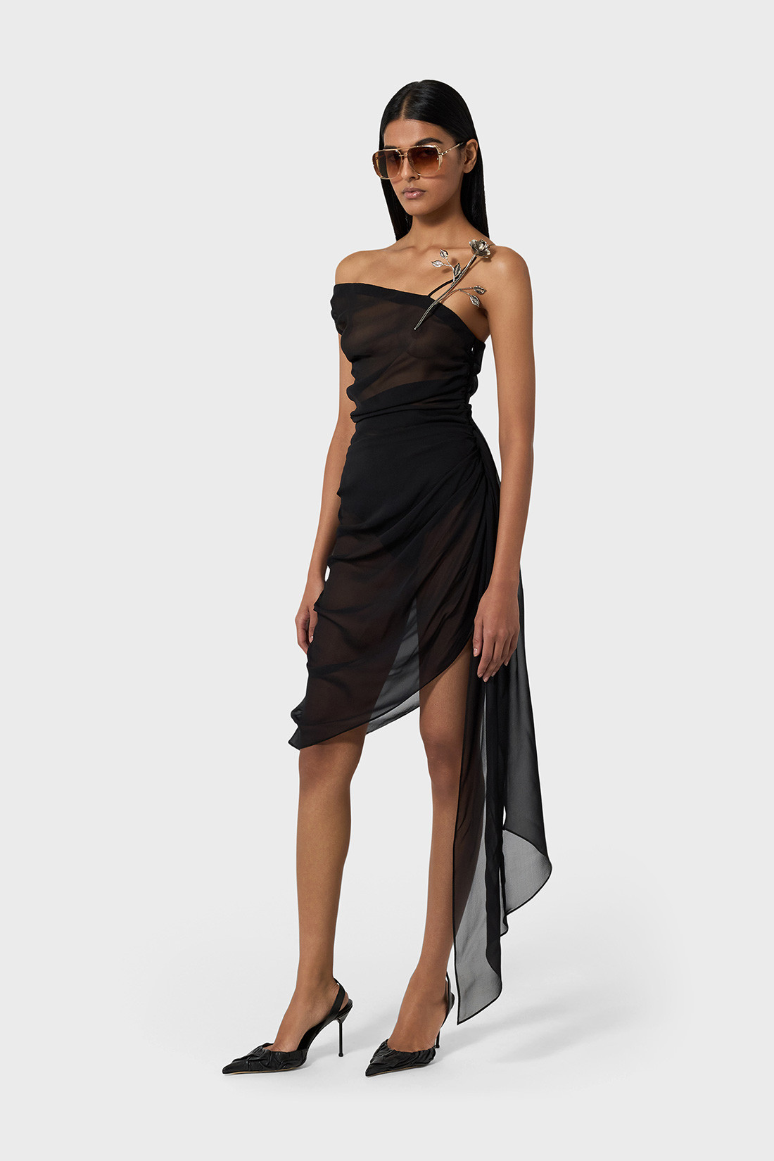 GIUSEPPE DI MORABITO: ASYMMETRIC MINI DRESS IN SILK