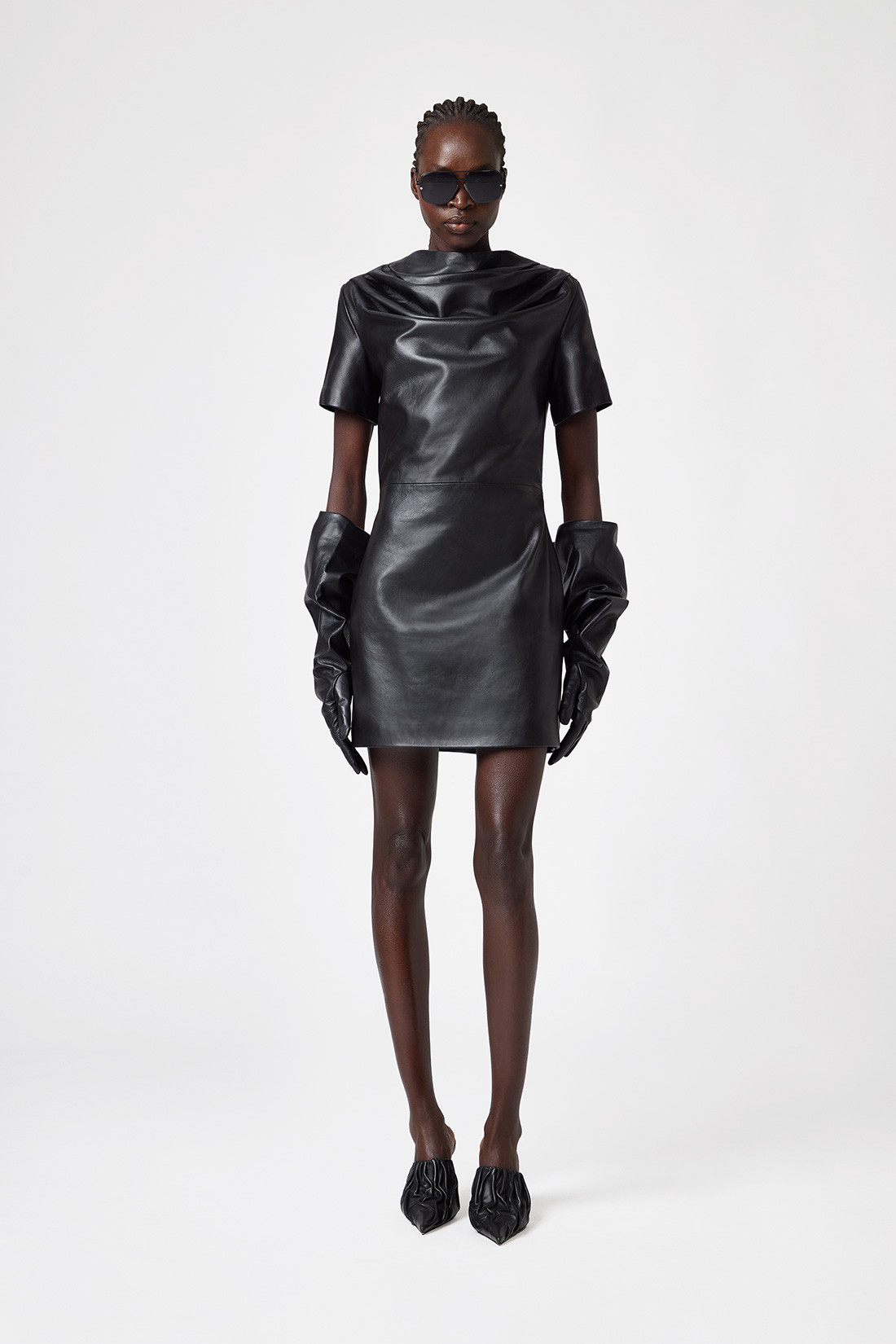 GIUSEPPE DI MORABITO: MINI DRESS IN NAPA LEATHER