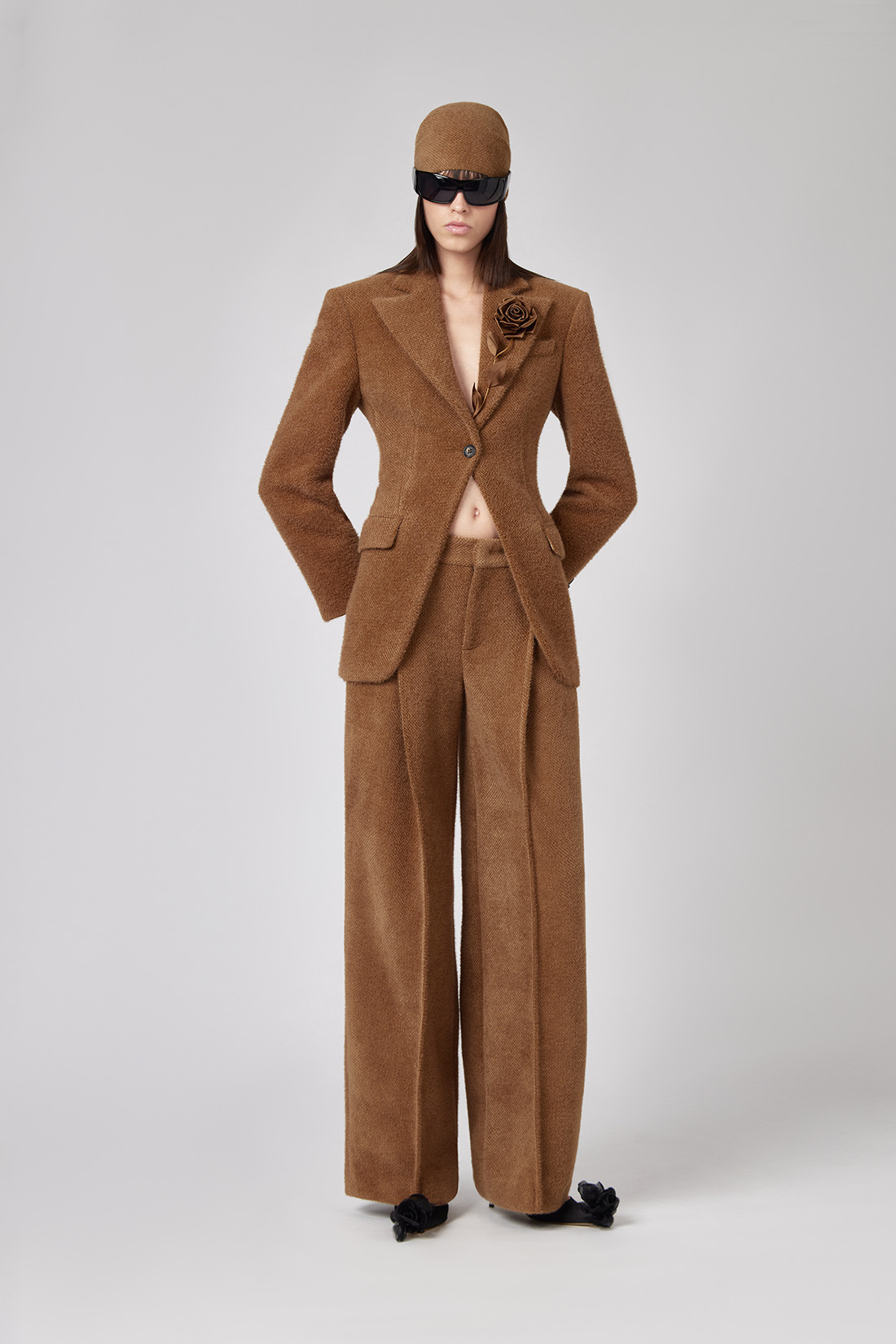 GIUSEPPE DI MORABITO: WIDE-LEG PANTS IN BOUCLE WOOL.