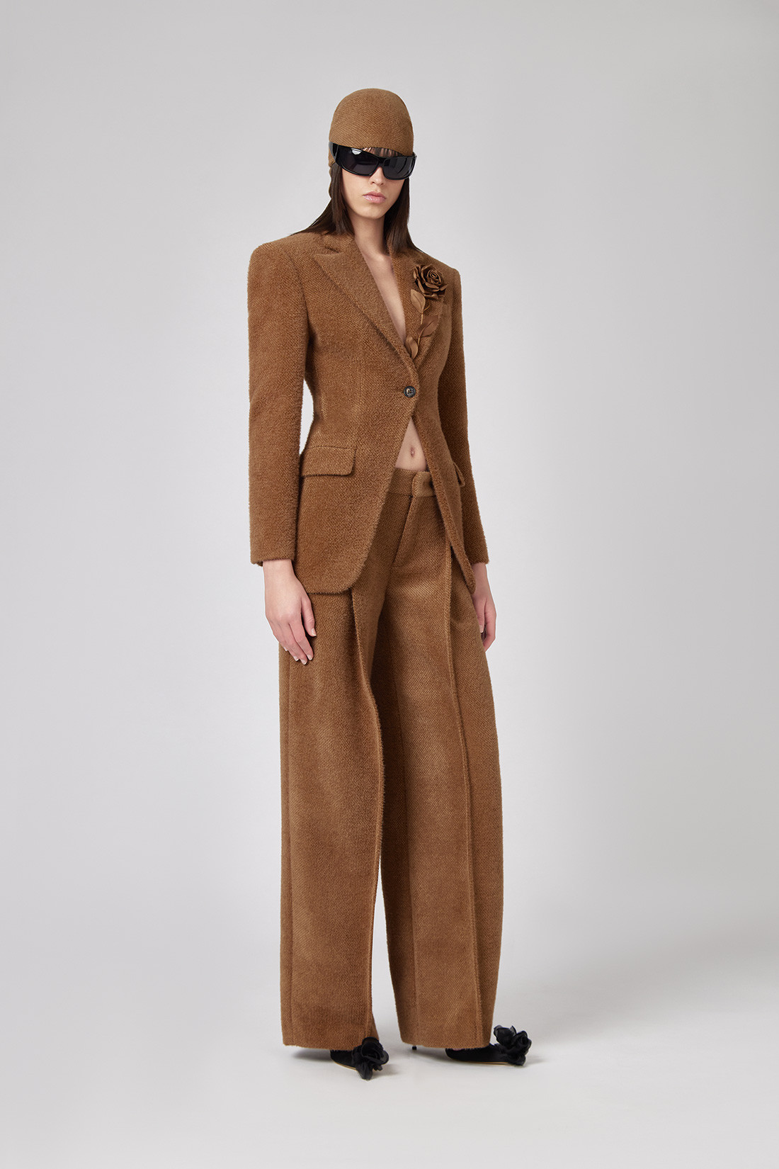 GIUSEPPE DI MORABITO: WIDE-LEG PANTS IN BOUCLE WOOL.