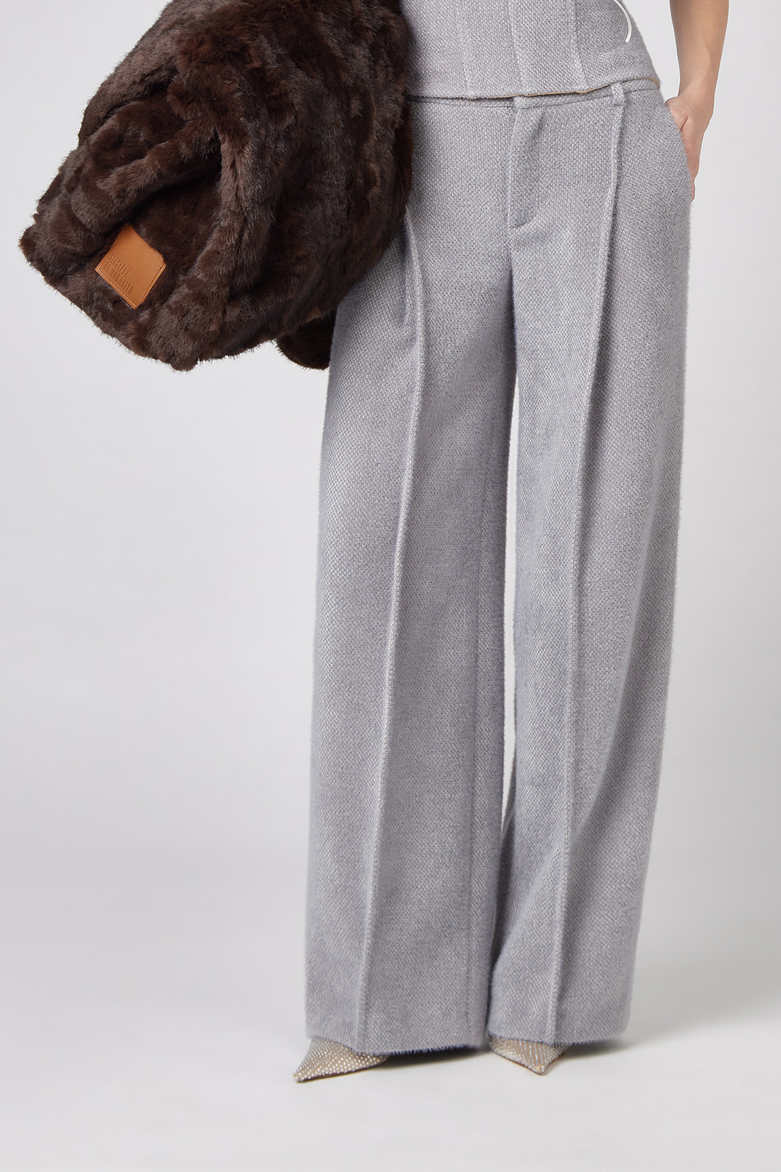 GIUSEPPE DI MORABITO: WIDE-LEG PANTS IN BOUCLE WOOL.