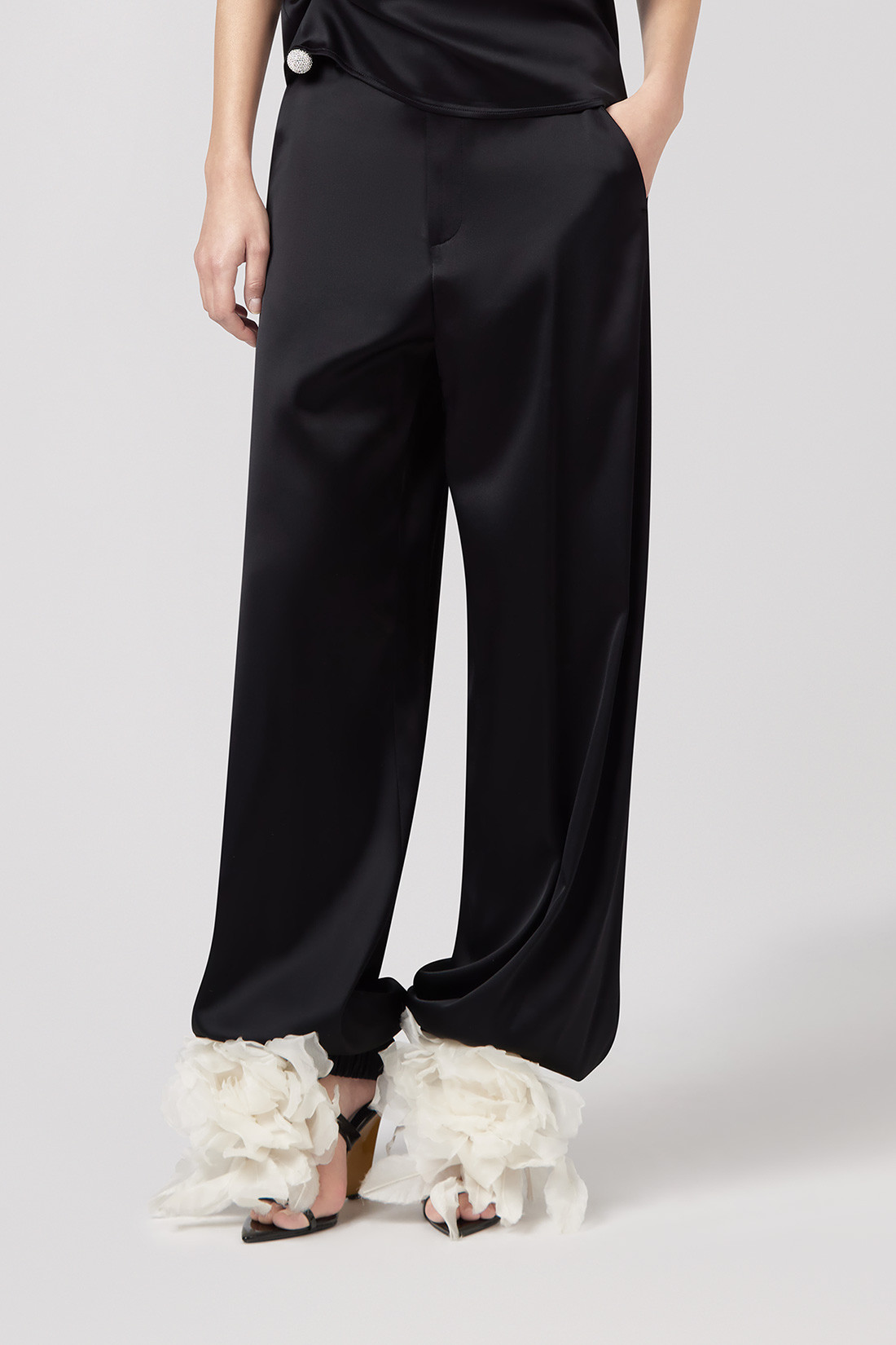 GIUSEPPE DI MORABITO: WIDE-LEG SATIN PANTS