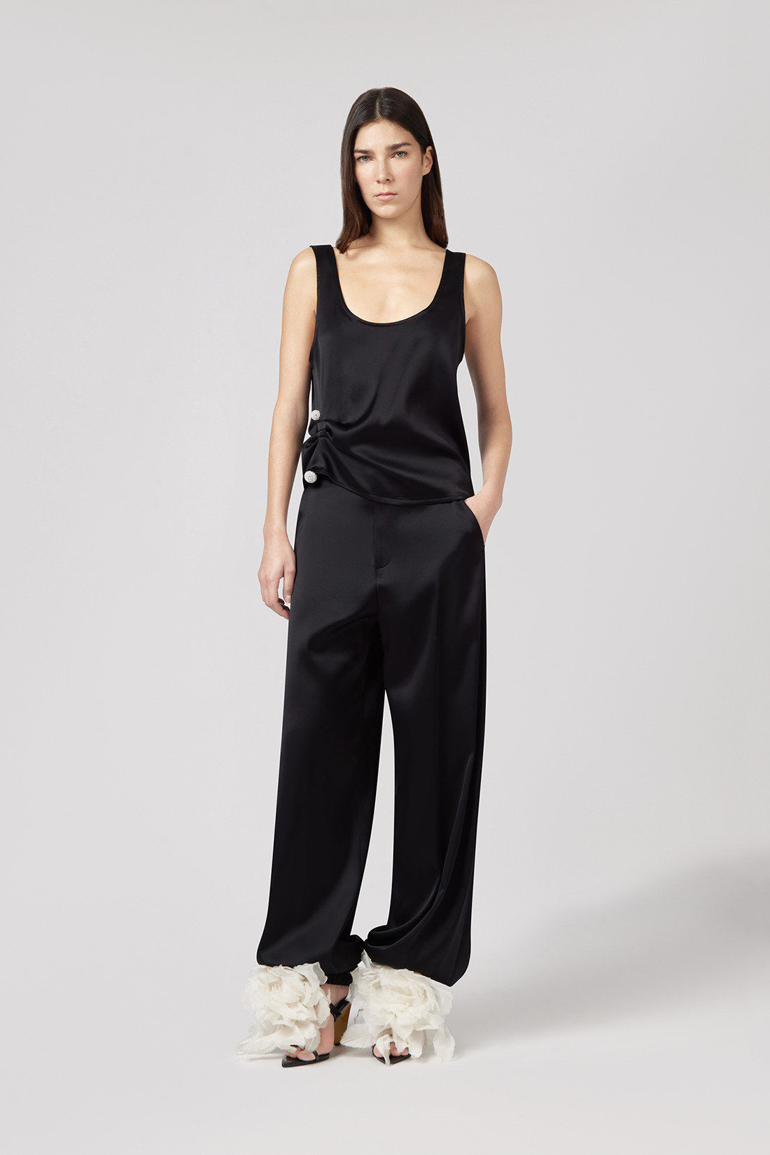 GIUSEPPE DI MORABITO: WIDE-LEG SATIN PANTS