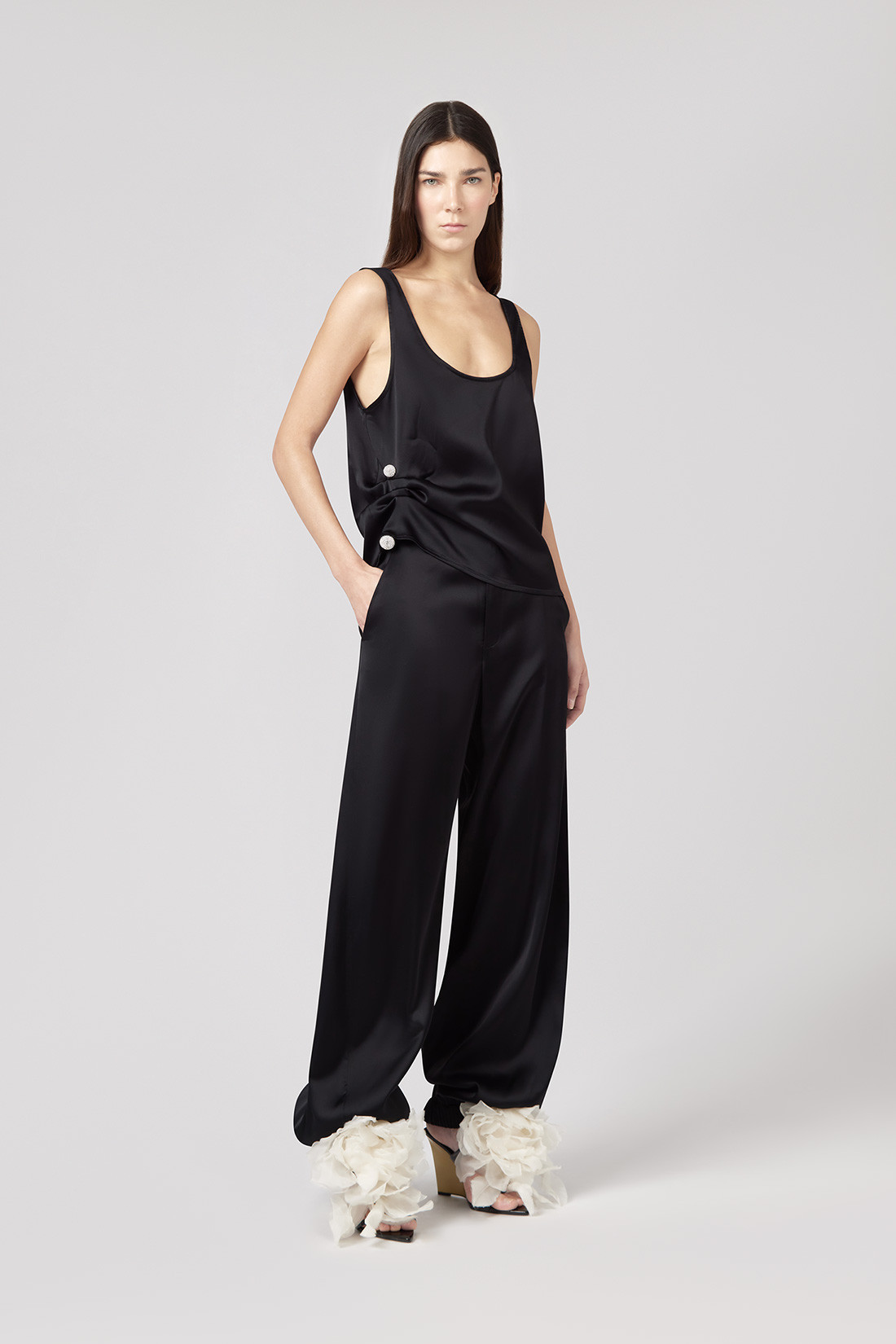 GIUSEPPE DI MORABITO: WIDE-LEG SATIN PANTS