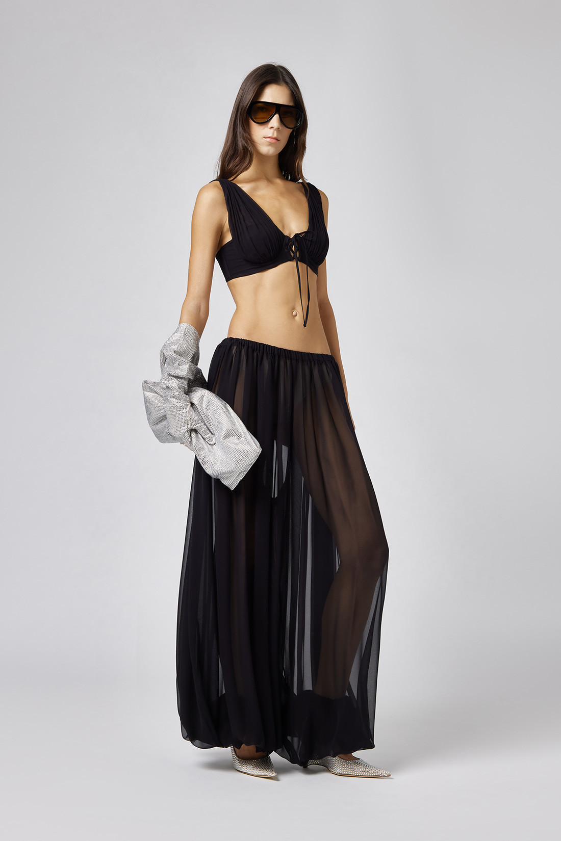 GIUSEPPE DI MORABITO: WIDE-LEG SILK PANTS