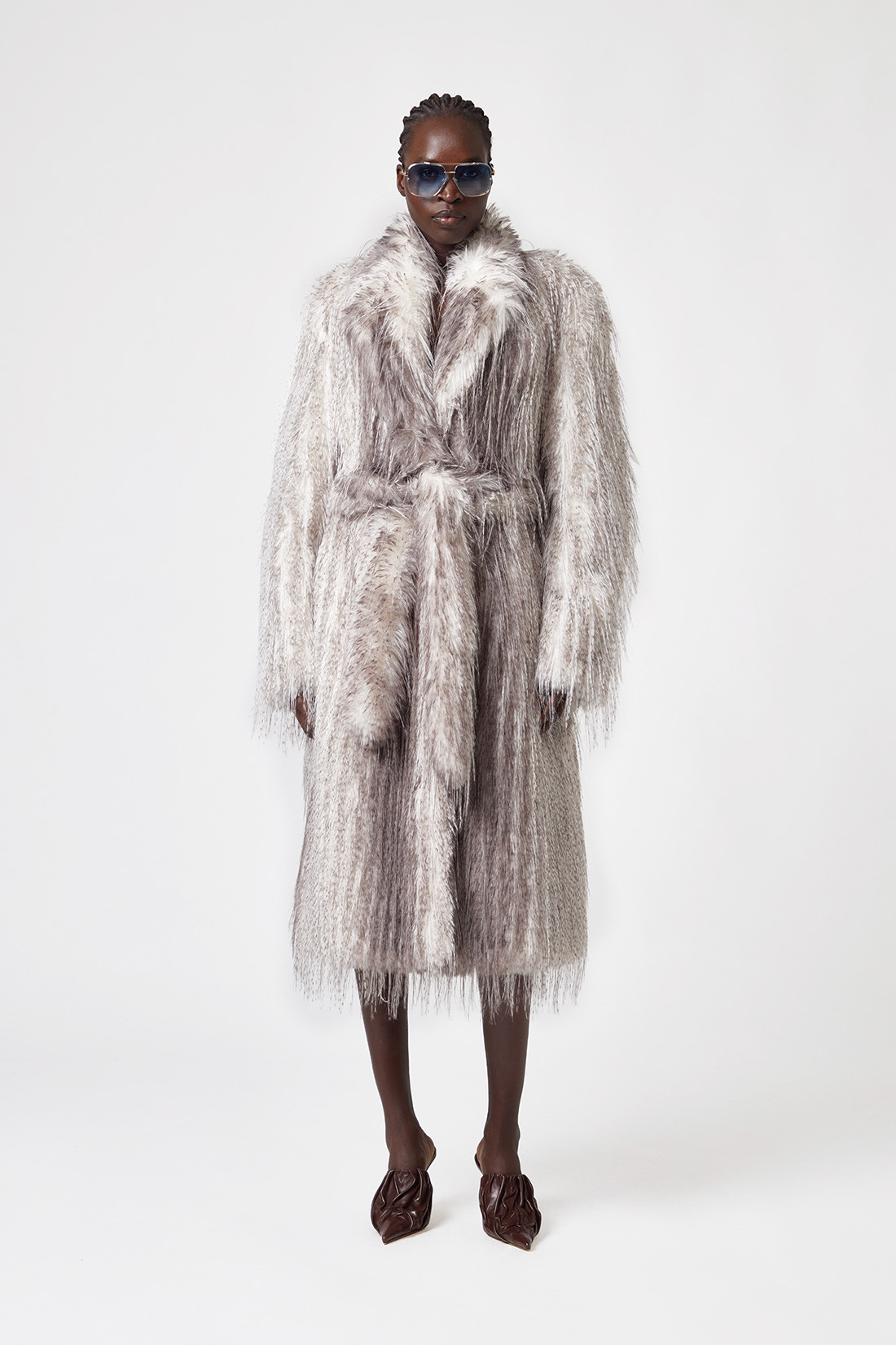 Single-breasted Fur Coat With Lynx-effect Fur