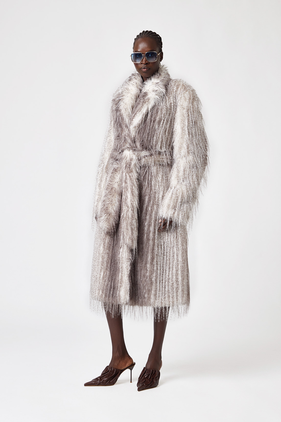 Single-breasted Fur Coat With Lynx-effect Fur