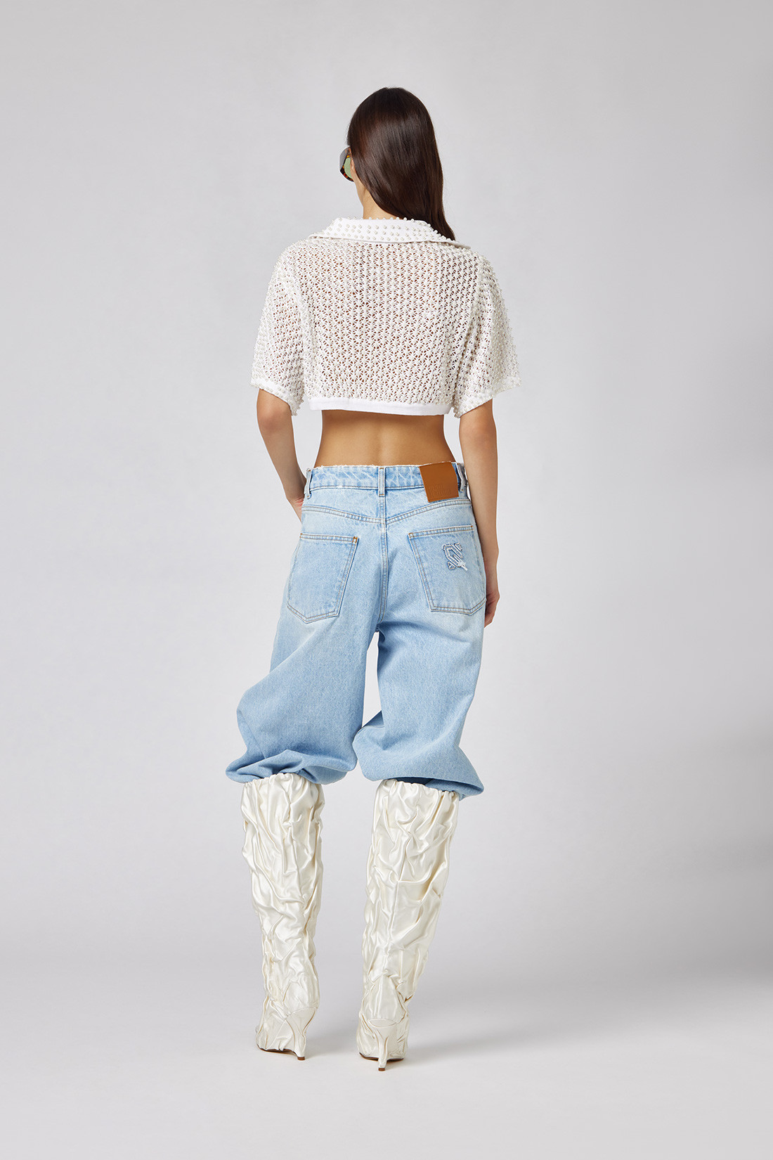 GIUSEPPE DI MORABITO: KNIT POLO SHIRT WITH BEADED DECORATIONS