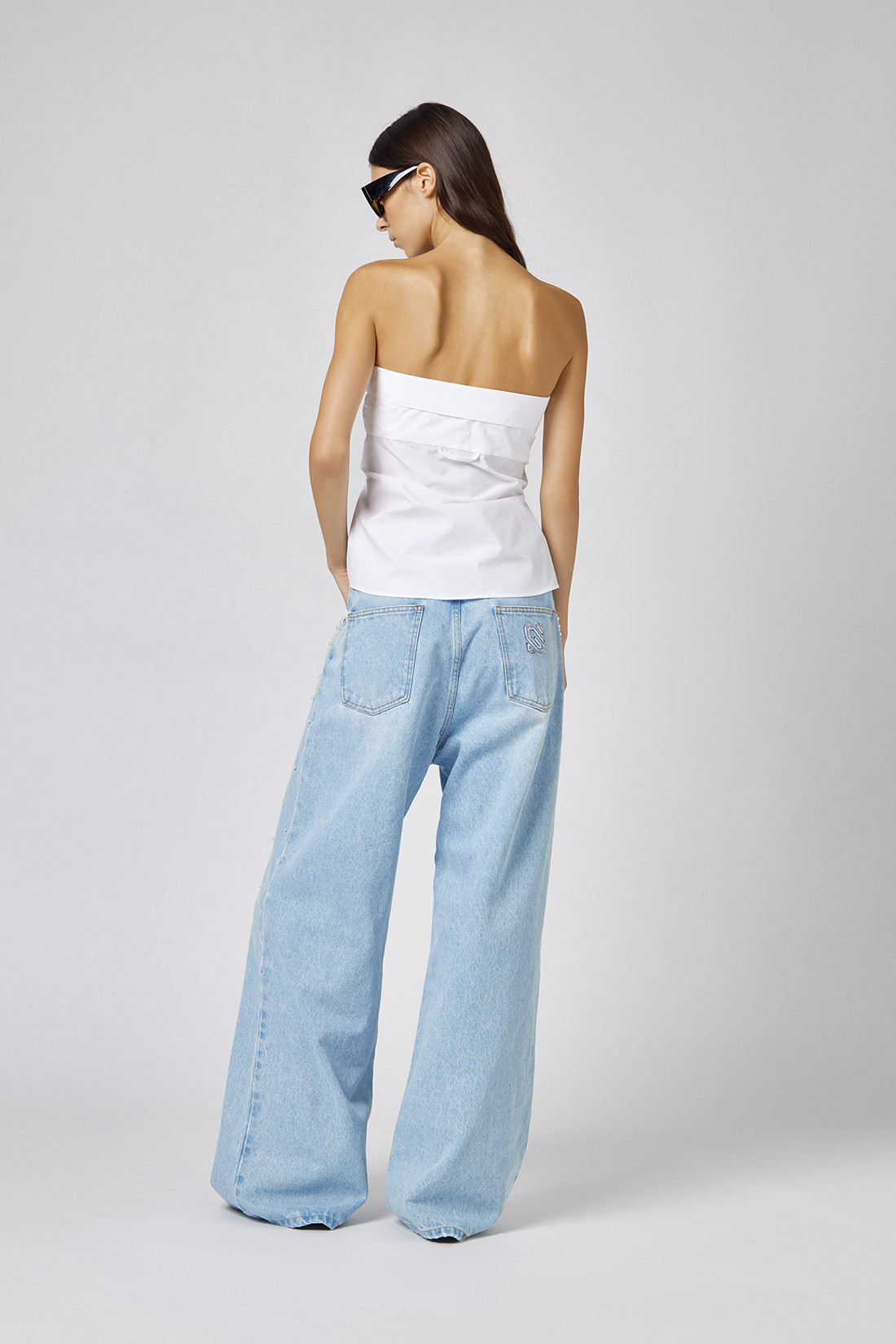 GIUSEPPE DI MORABITO: STRAPLESS SHIRT-STYLE TOP