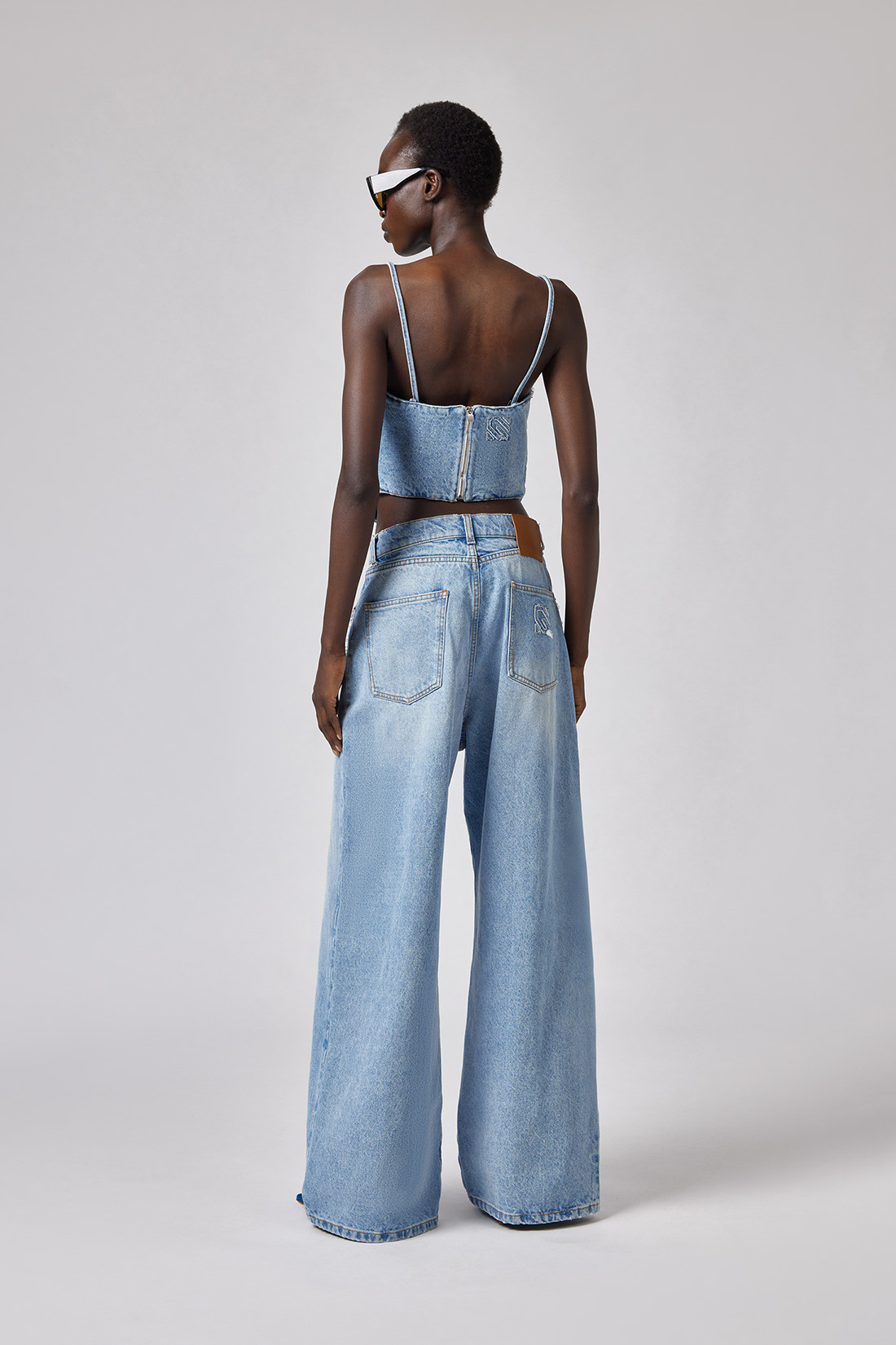 GIUSEPPE DI MORABITO: TOP IN DENIM CON APPLICAZIONI