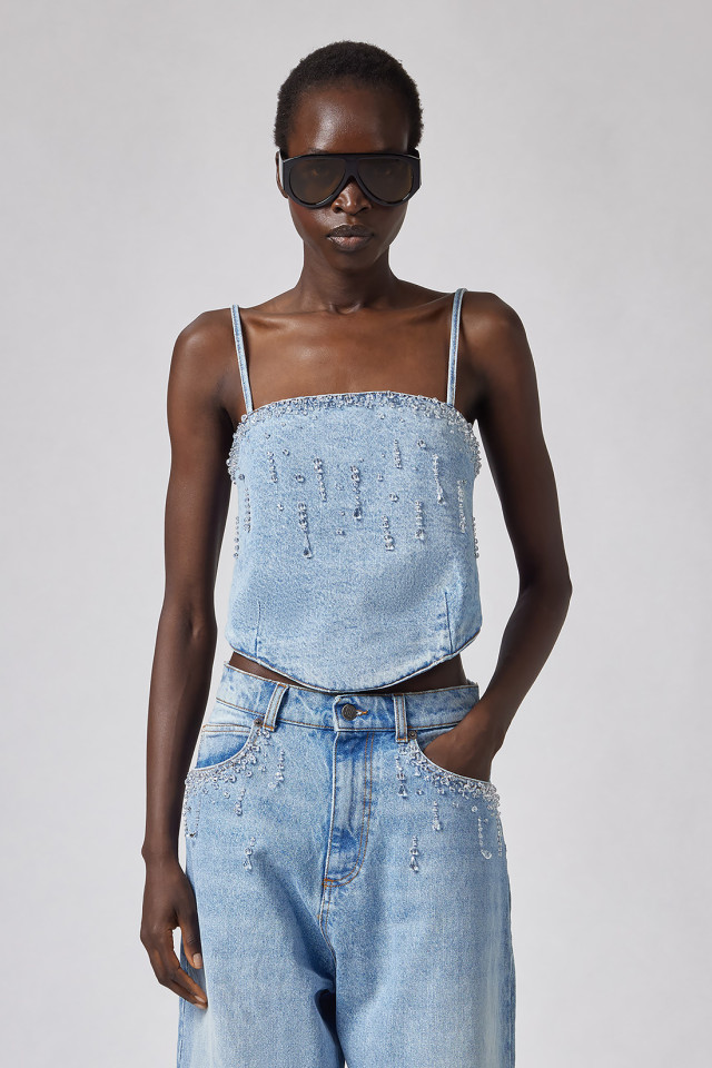 TOP IN DENIM CON APPLICAZIONI