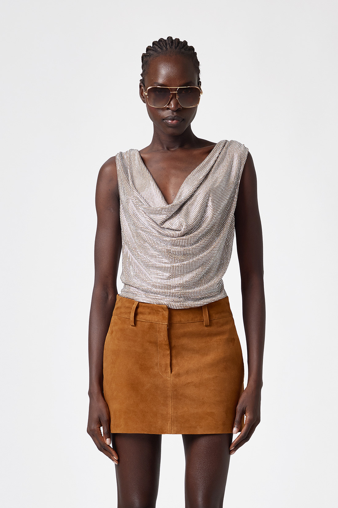 GIUSEPPE DI MORABITO: CRYSTAL-EMBELLISHED SLEEVELESS TOP