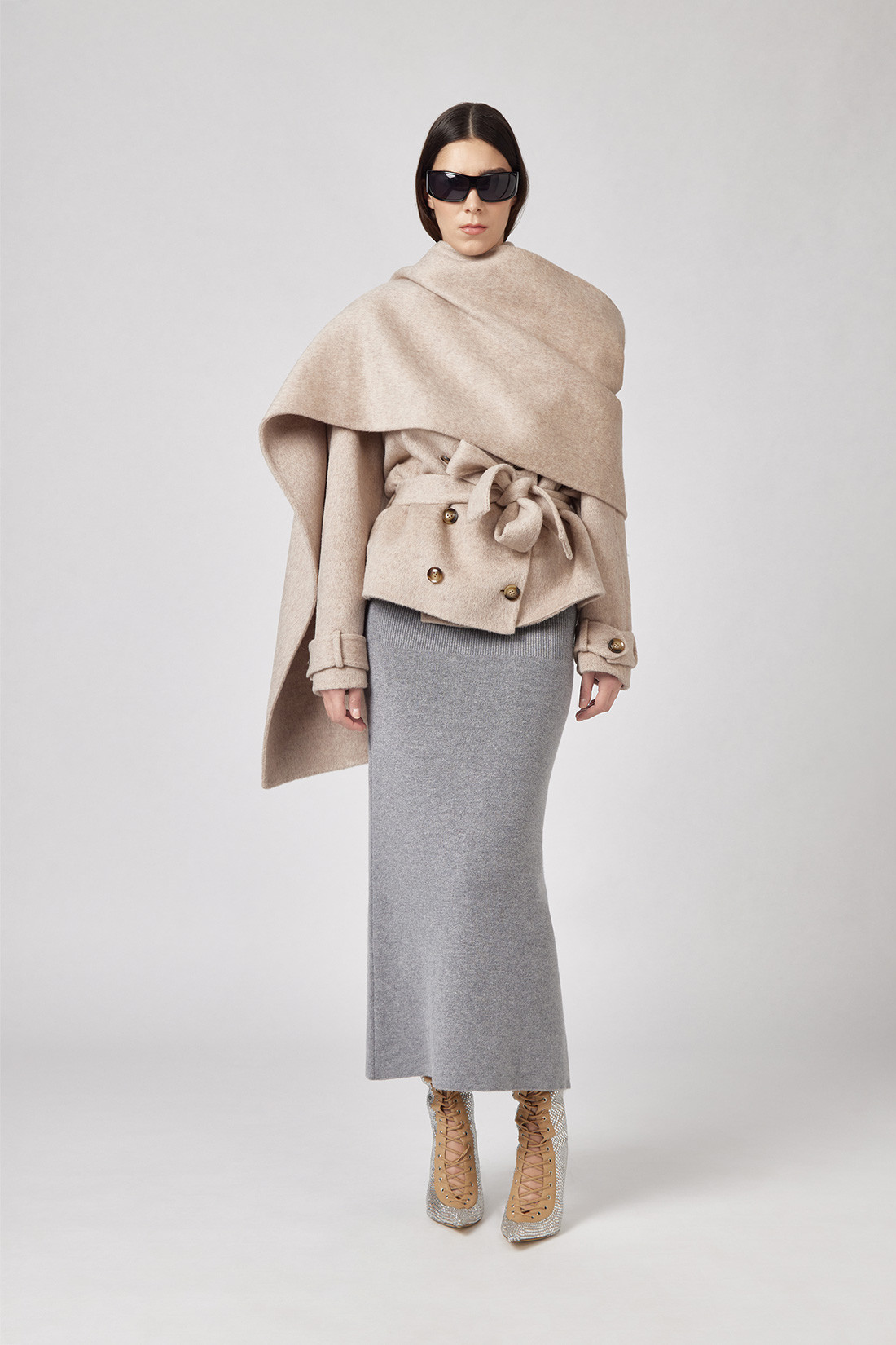 GIUSEPPE DI MORABITO: CROPPED TRENCH COAT IN WOOL
