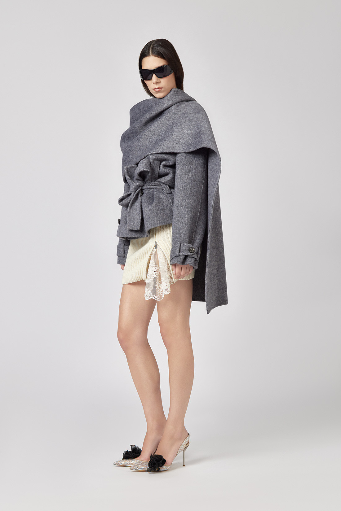GIUSEPPE DI MORABITO: CROPPED TRENCH COAT IN WOOL