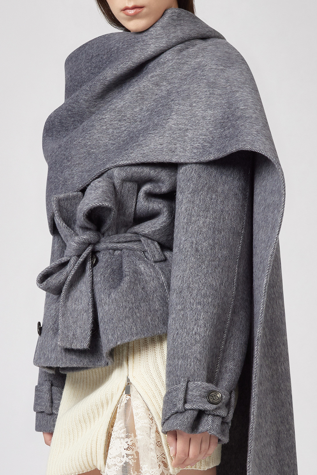 GIUSEPPE DI MORABITO: CROPPED TRENCH COAT IN WOOL