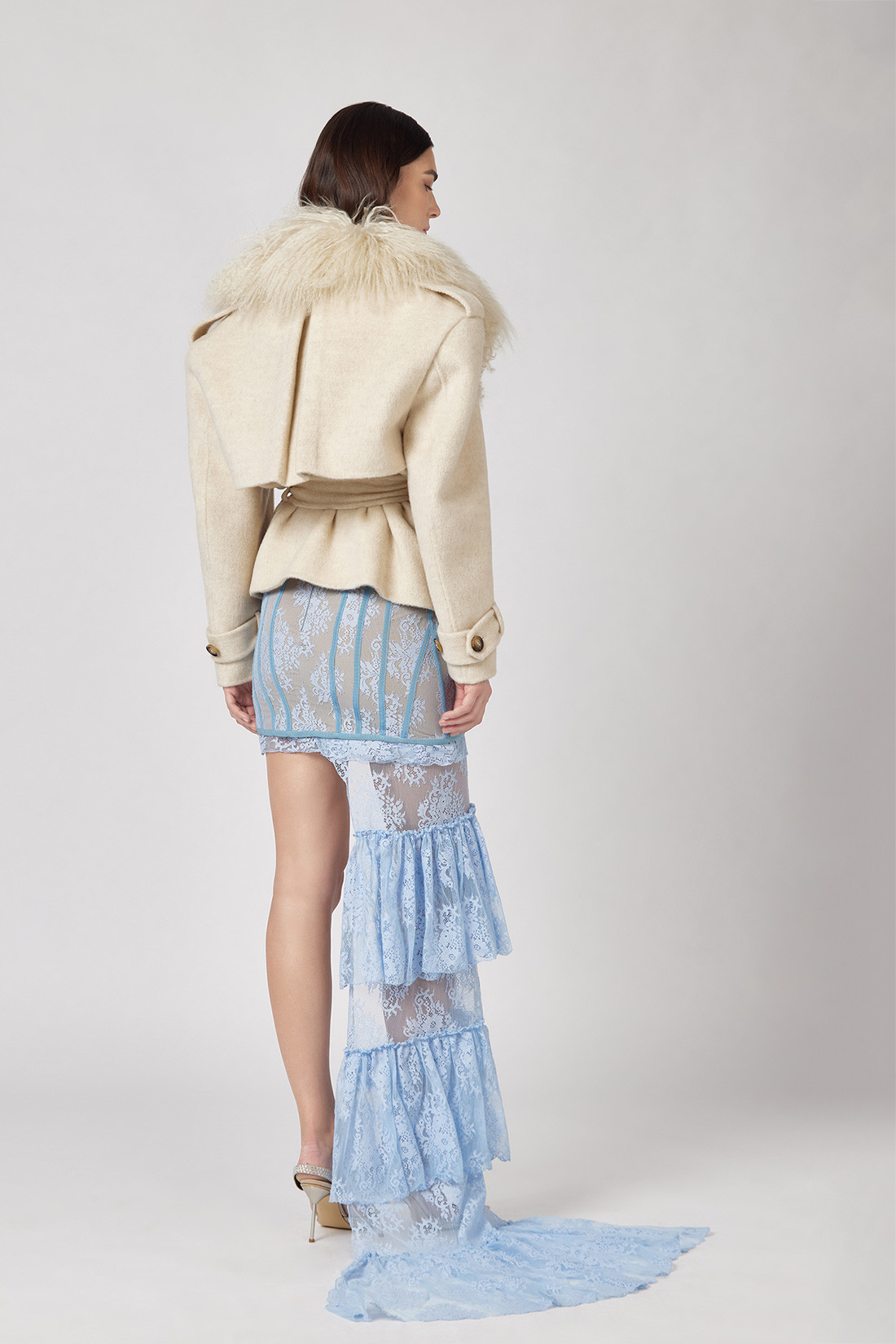 GIUSEPPE DI MORABITO: CROPPED TRENCH COAT IN WOOL