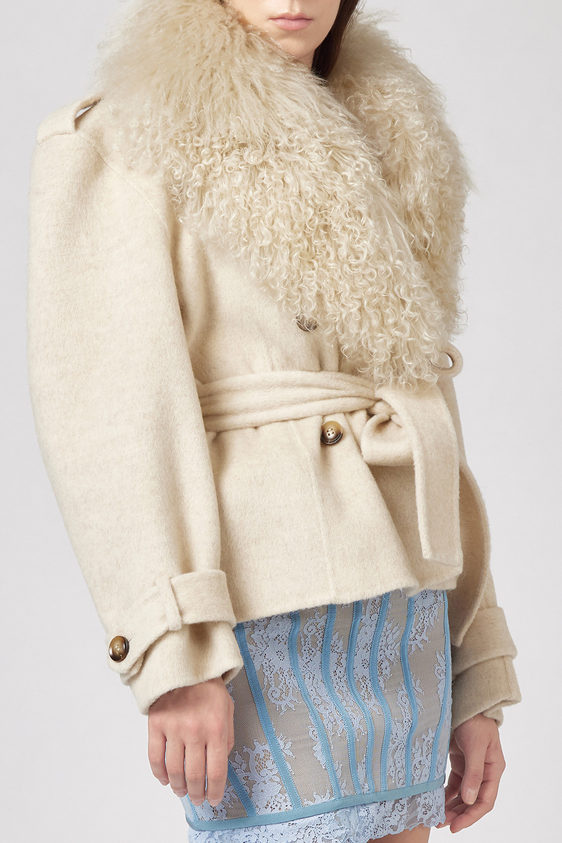 GIUSEPPE DI MORABITO: CROPPED TRENCH COAT IN WOOL
