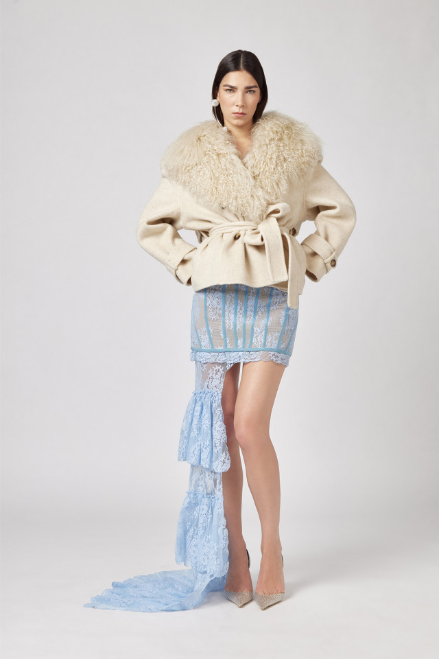 CROPPED TRENCH COAT IN WOOL