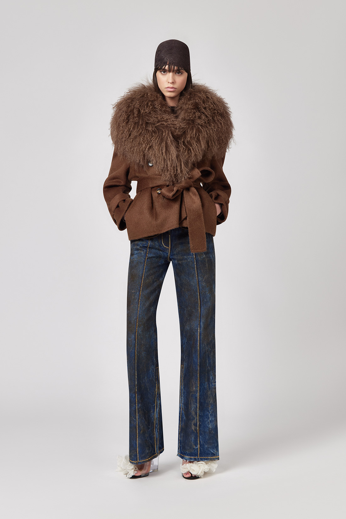 GIUSEPPE DI MORABITO: CROPPED TRENCH COAT IN WOOL