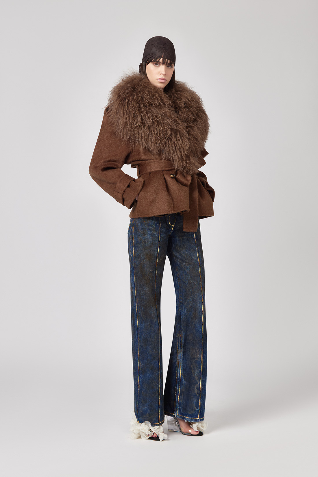 GIUSEPPE DI MORABITO: CROPPED TRENCH COAT IN WOOL