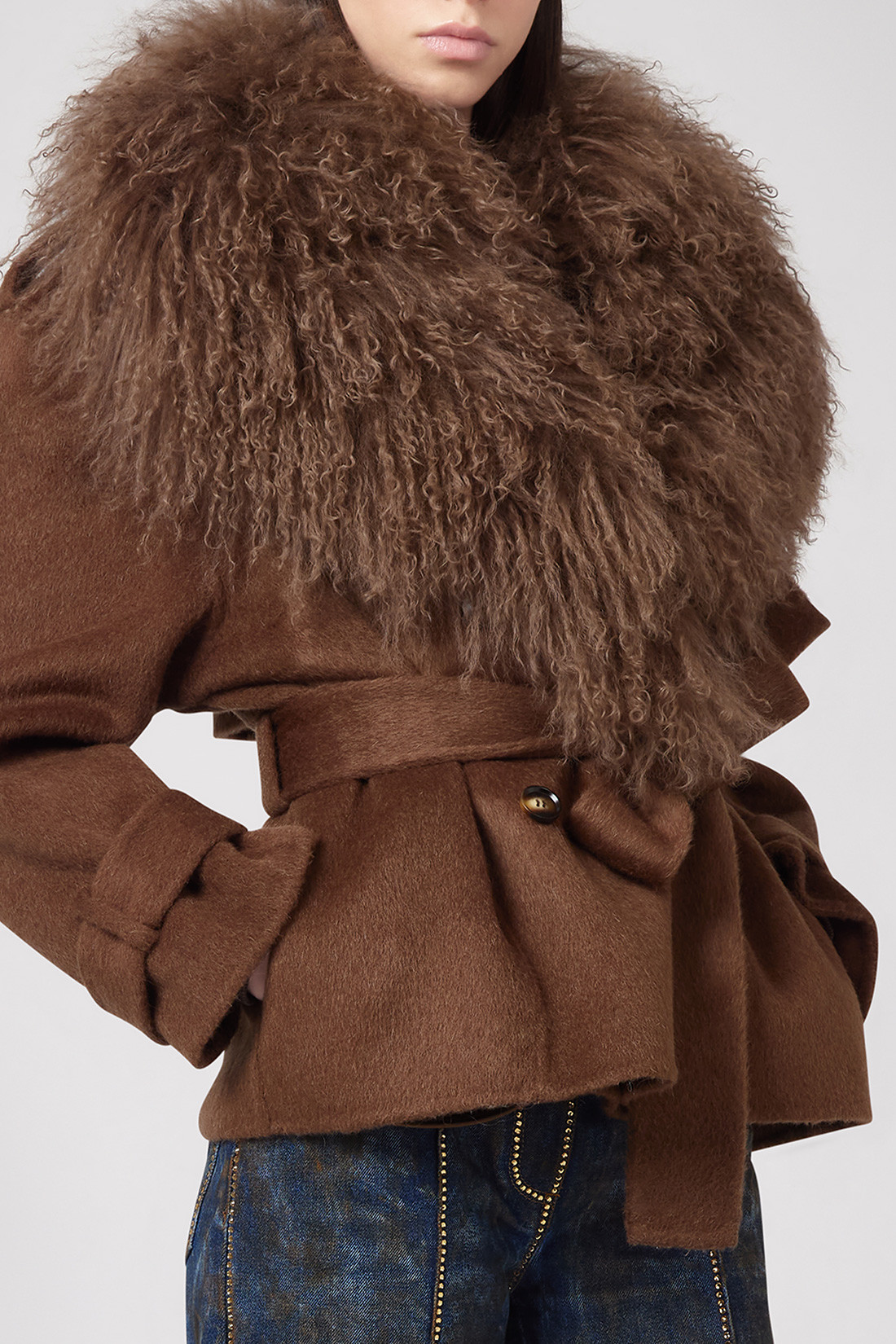 GIUSEPPE DI MORABITO: CROPPED TRENCH COAT IN WOOL