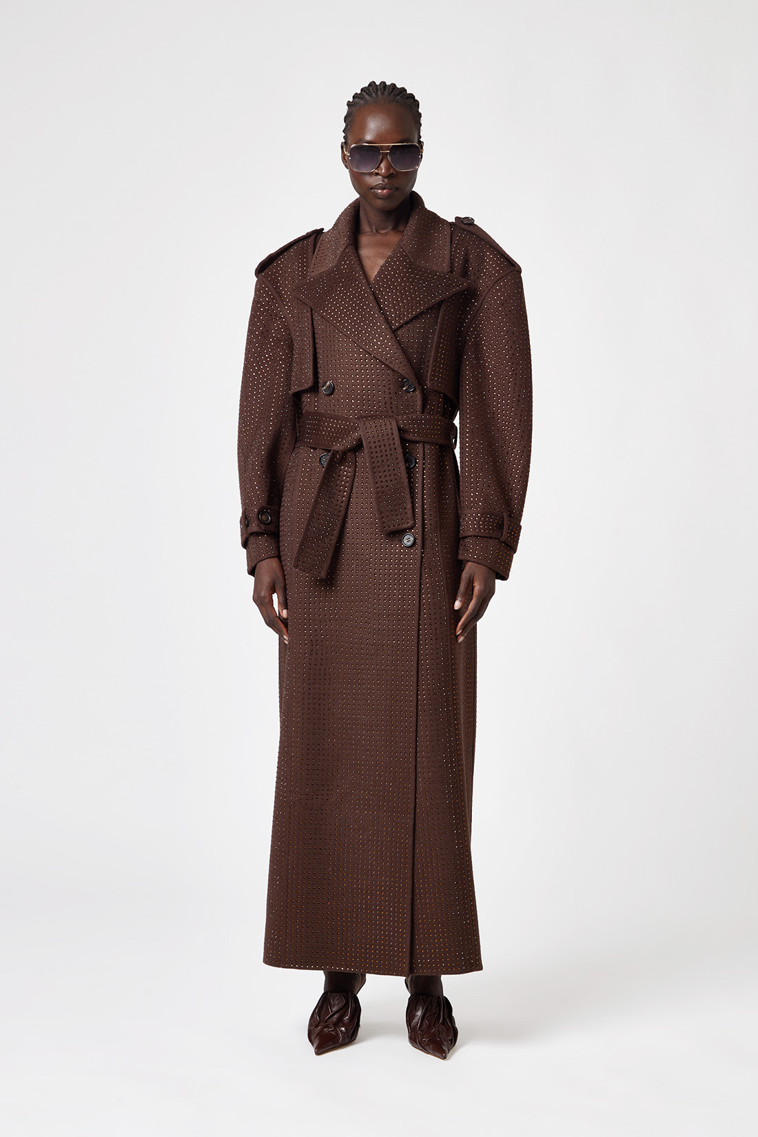 GIUSEPPE DI MORABITO: TRENCH COAT WITH RHINESTONES