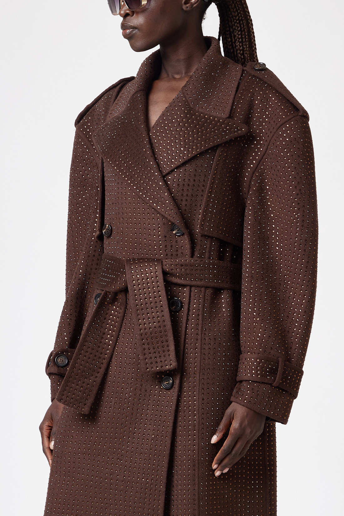 GIUSEPPE DI MORABITO: TRENCH COAT WITH RHINESTONES