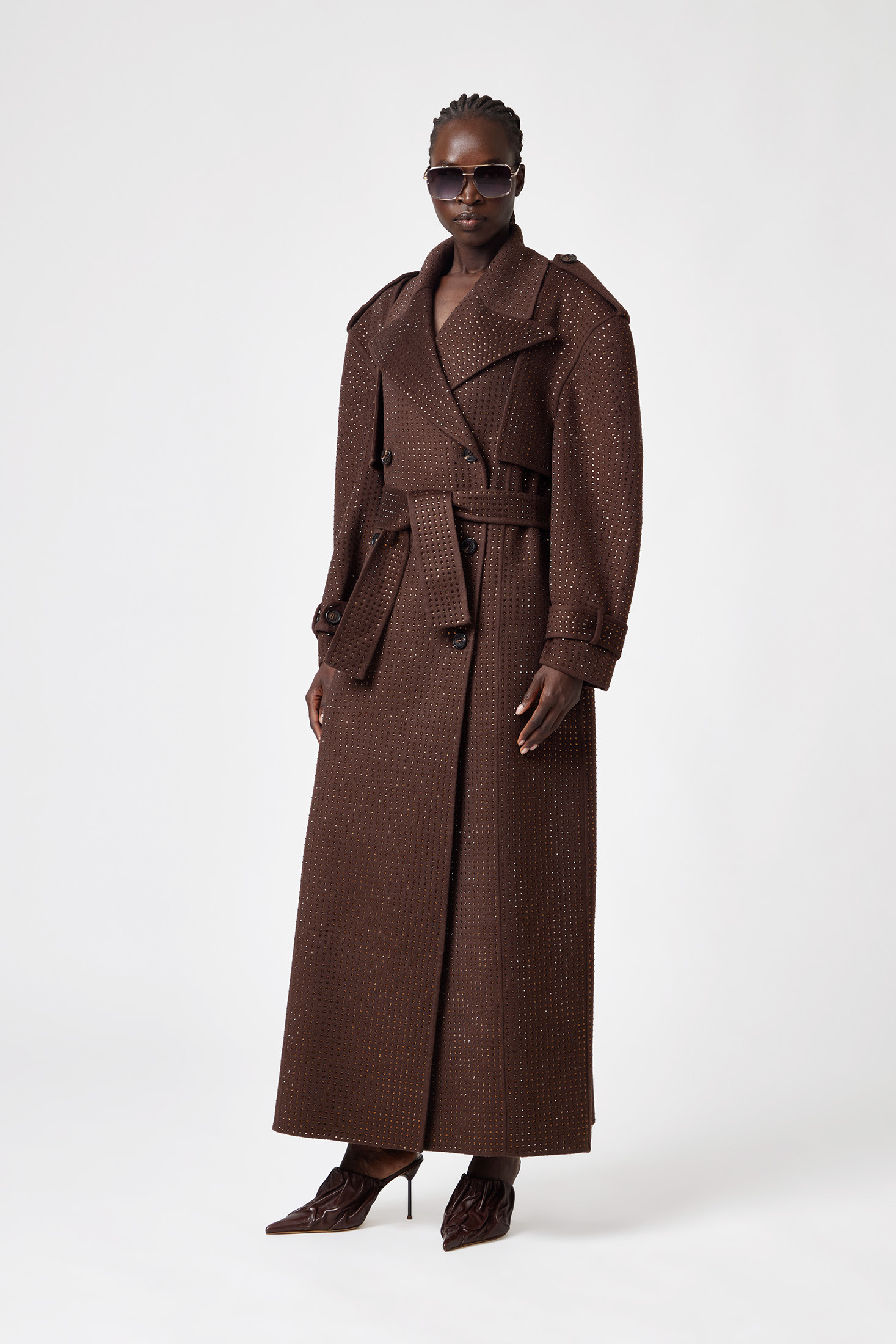 Trench Coat With Rhinestones